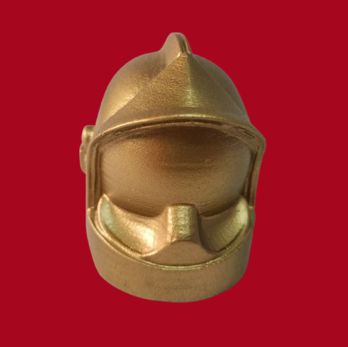 casque de pompier doré en cire sans mèche 7 x 7 cm
