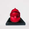 casque de pompier rouge en cire végétale création artisanale française