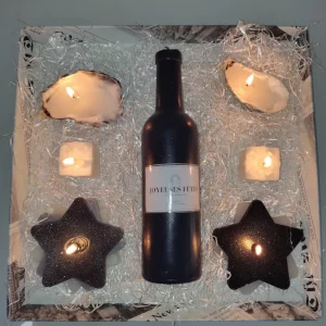 Coffret bougies bouteille de vin Joyeuses Fêtes