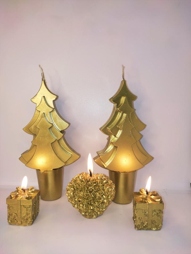 bougies Noël doré